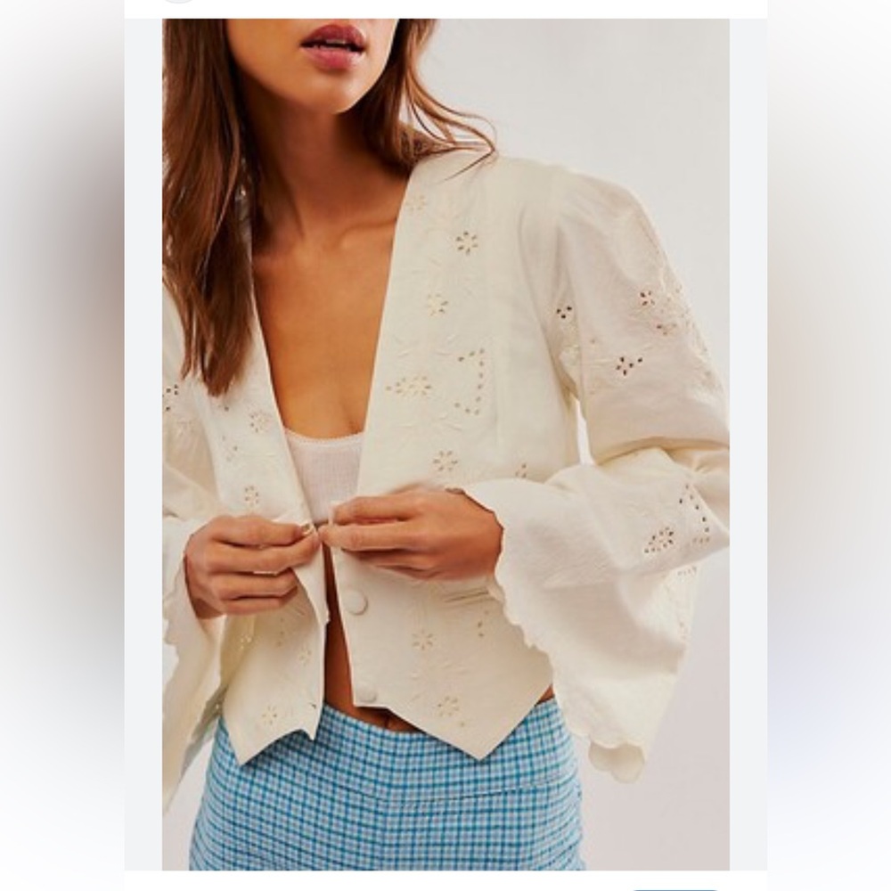 Free People Embroidered Bolero Jacket